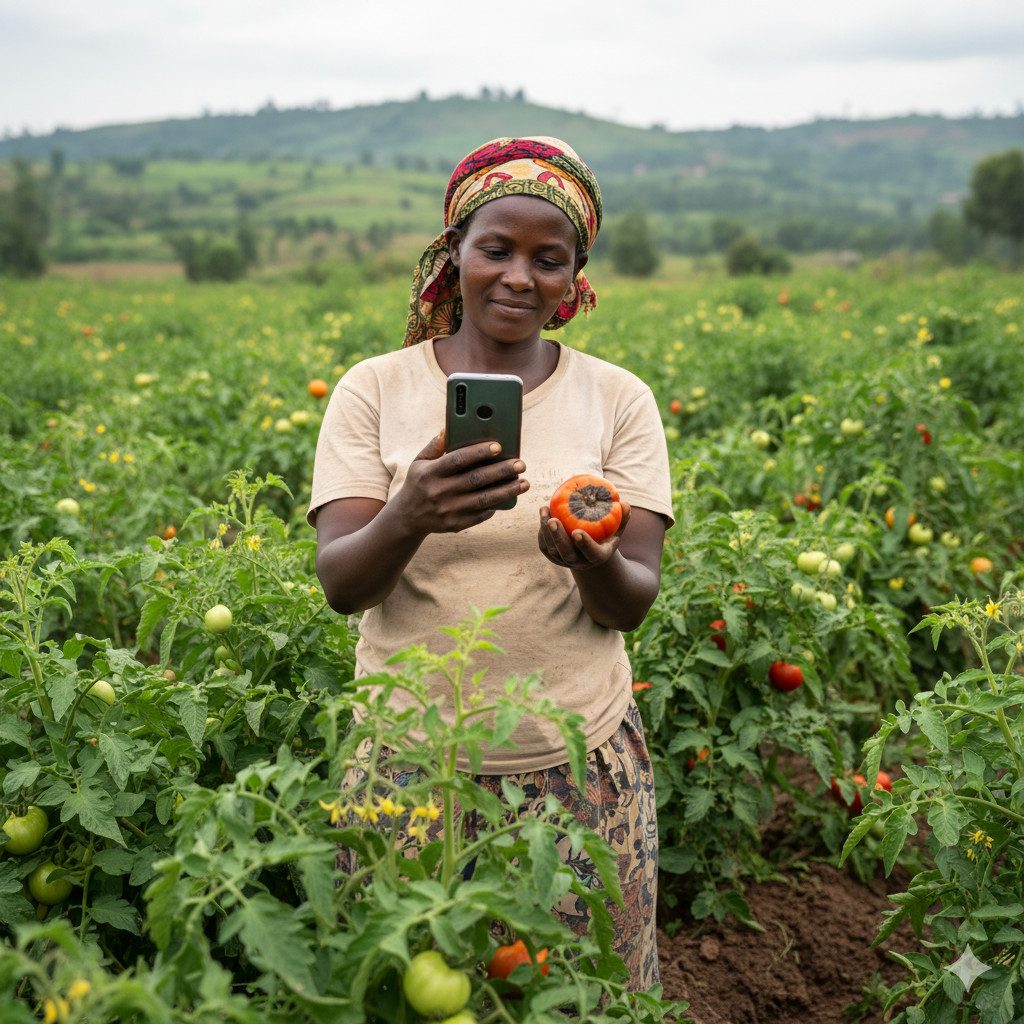 Farmer using phone